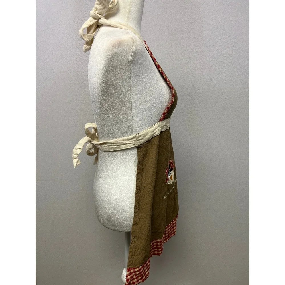 Thanksgiving Farmhouse Cottagecore Womens OS Brown Gobble Gobble Turkey Apron